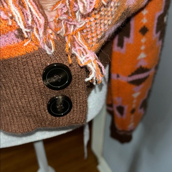 Cider Orange and Brown Patterned Cardigan - Picture 8 of 9